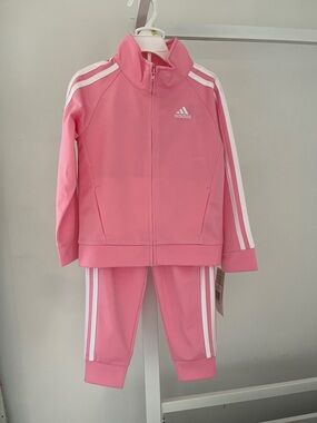 adidas Pink Kids' Track Set with White Stripes